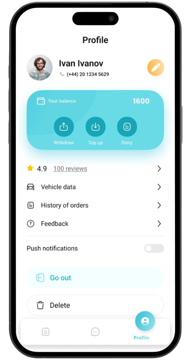 Ayak rider app interface